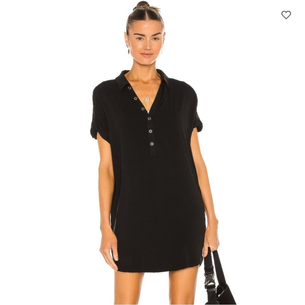 Chaser Heirloom Wovens Rolled Short Sleeve Button Down Mini Dress